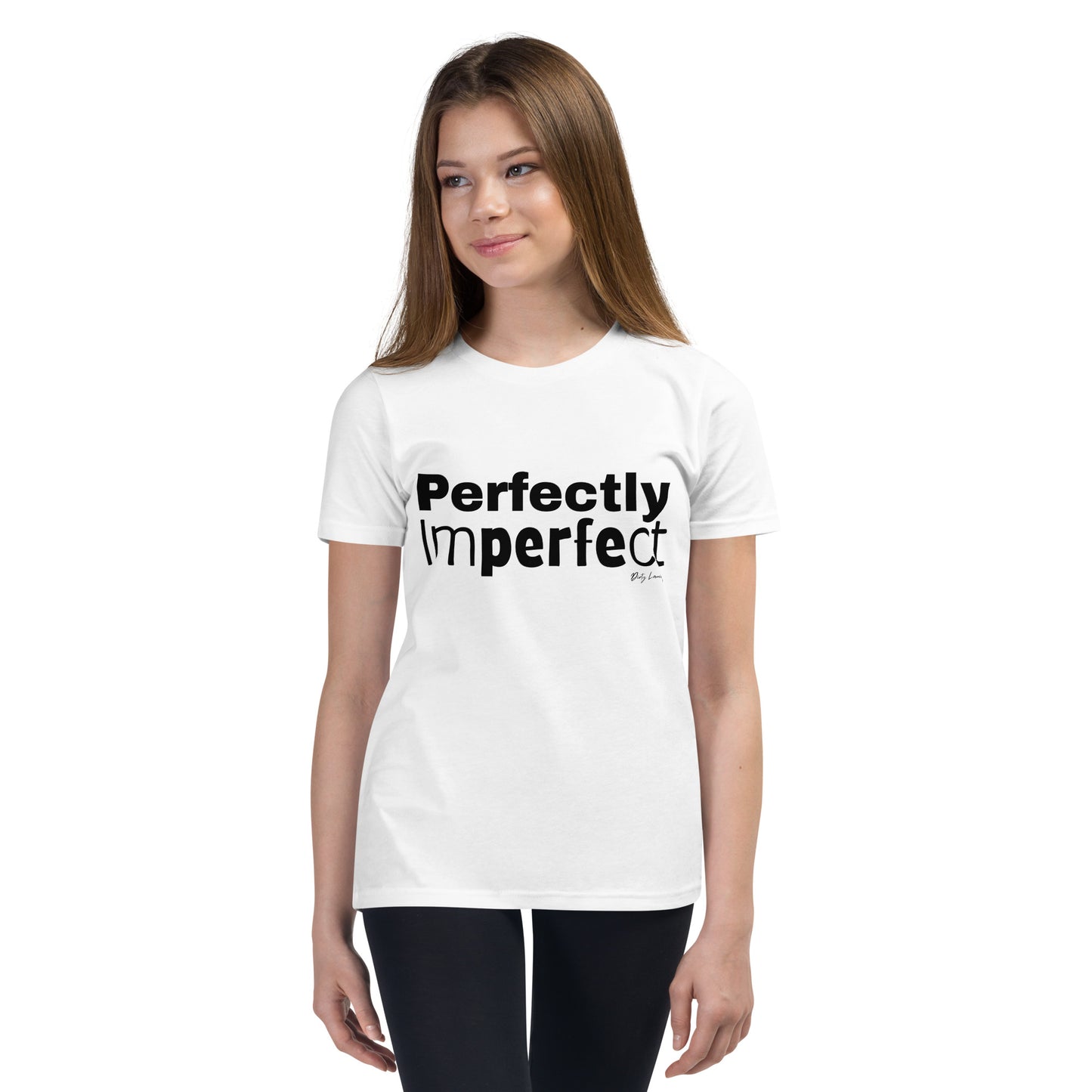 Perfectly Imperfect — since birth. Youth Short Sleeve T-Shirt White