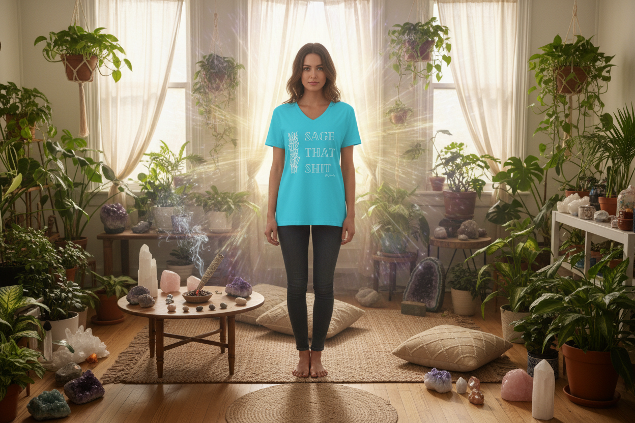 Sage That Shit Women’s relaxed v-neck t-shirt.